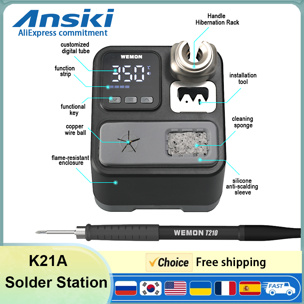 Soldering Iron Temperature Probe - Паяльная станция ANSIKI K21A T210 100-480