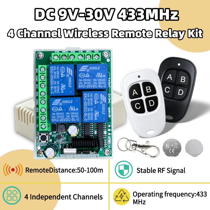 Relay Module 4 Channel - Универсальный беспроводной пульт дистанционного управления 433