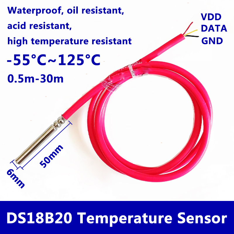 Ds18B20 - Водонепроницаемый цифровой датчик температуры DS18B20, 6