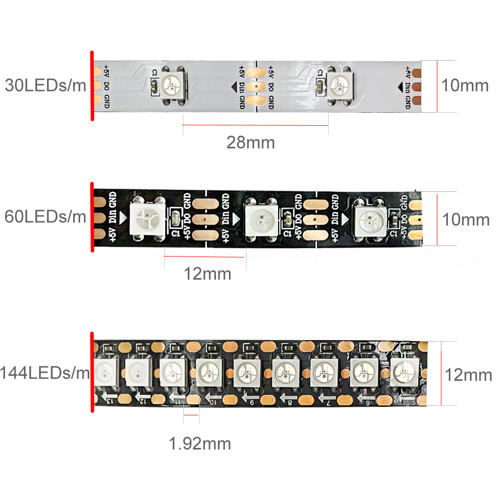 DC5V WS2812B 5 м/рулон 30/60/1 – обзор и цена Ws2812B Strip 5V